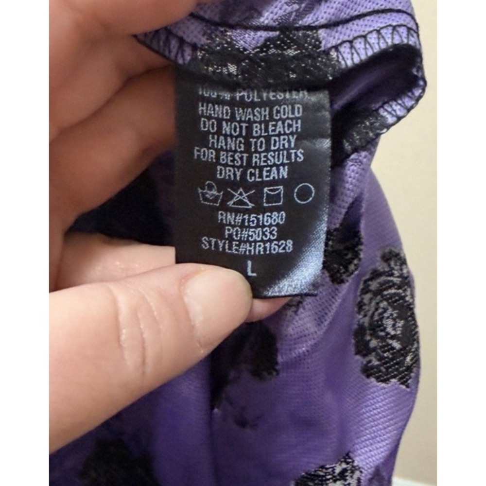 Storia Purple Rose Floral Satin Jacquard Romper Black Large NEW Coquette Brunch - Picture 10 of 10
